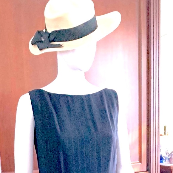 Anne Klein Navy blue striped wool pencil dress at knee & jacket 2 Pc suit US 12 - Picture 4 of 13